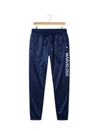 Navy Blue Printed Polyester Trouser with Zip Pocket (Code 5964)