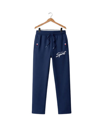 Navy Blue Printed Terry Trouser with Zip Pocket (Code 5963)