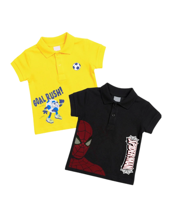 Boys' Everyday Fun Printed Pique Polo Pack of 2 (Code 4922)