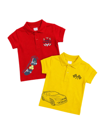 Boys' Playful Stories Printed Pique Polo Pack of 2 (Code 5559)