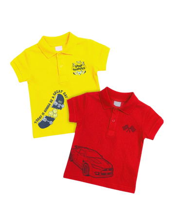 Boys' Playful Stories Printed Pique Polo Pack of 2 (Code 4923)