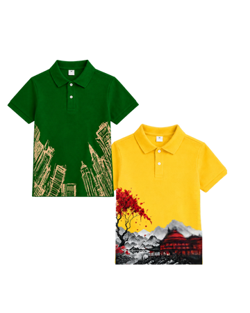 Boy's Printed Pique Polo Pack of 2 (Code 6134)