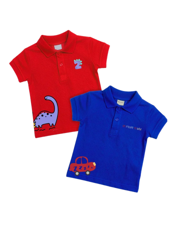 Boys' Graphic Mix Printed Pique Polo Pack of 2 (Code 4921)