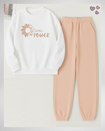 2 Pcs Girls Power More Winter TrackSuit (Code 4216)