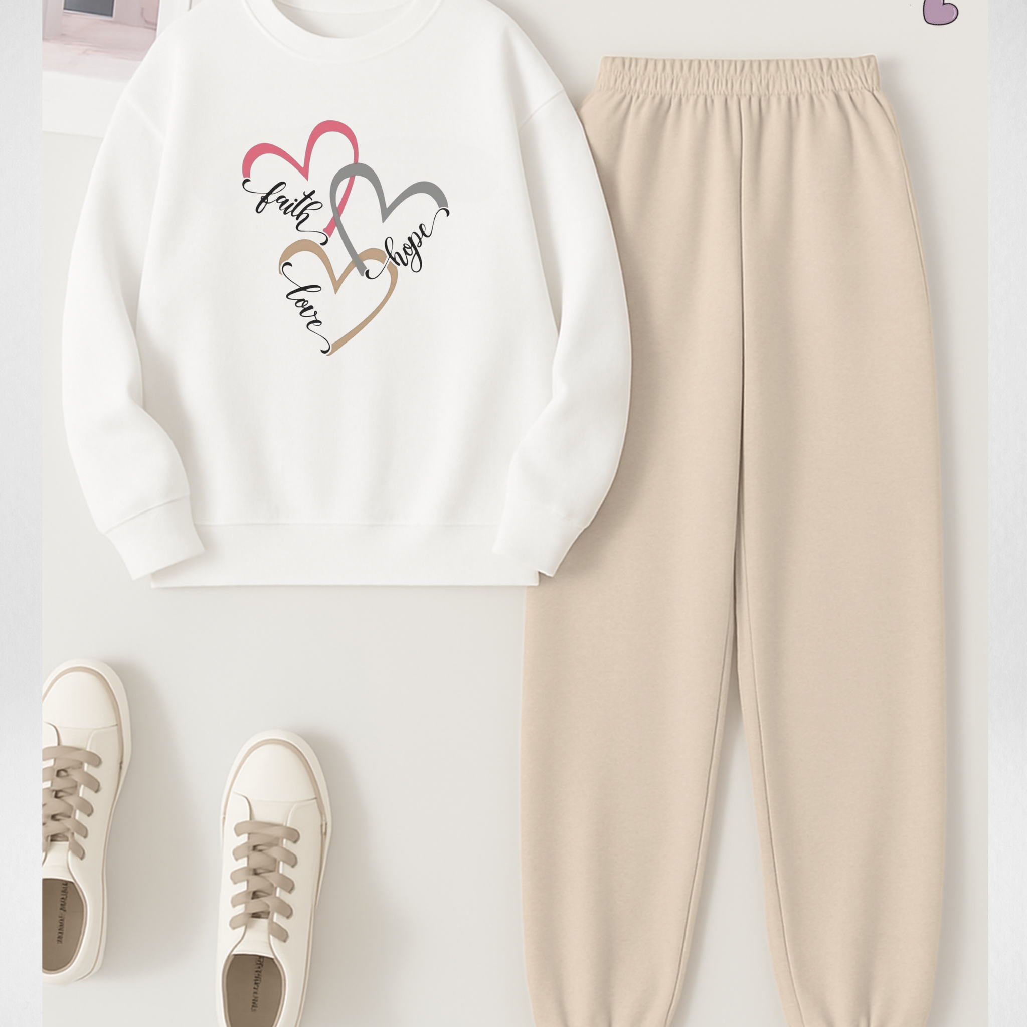 2 Pcs Three Hearts Winter TrackSuit (Code 3634)