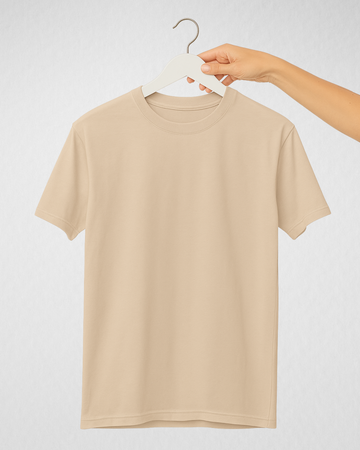 Beige Women’s Basic Tee – Jersey Fabric, Classic Fit, Everyday Comfort (3657)