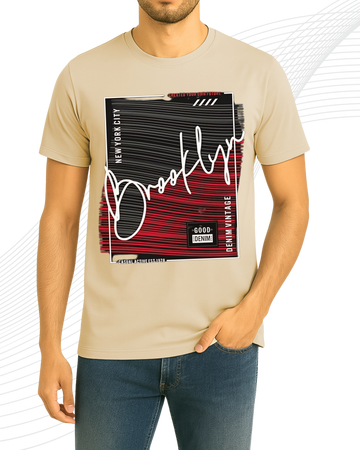 Beige Brooklyn T-Shirt/Tee for Men – Cotton Jersey Fabric (Code 5238)