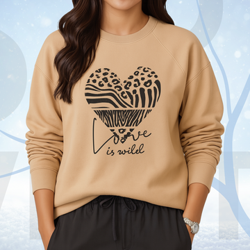 Beige Women's Printed Sweatshirt – Warm and Stylish Fleece (3473)