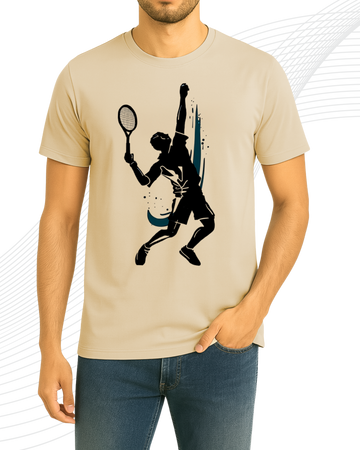 Beige Padel T-Shirt/Tee for Men – Cotton Jersey Fabric (Code 5239)