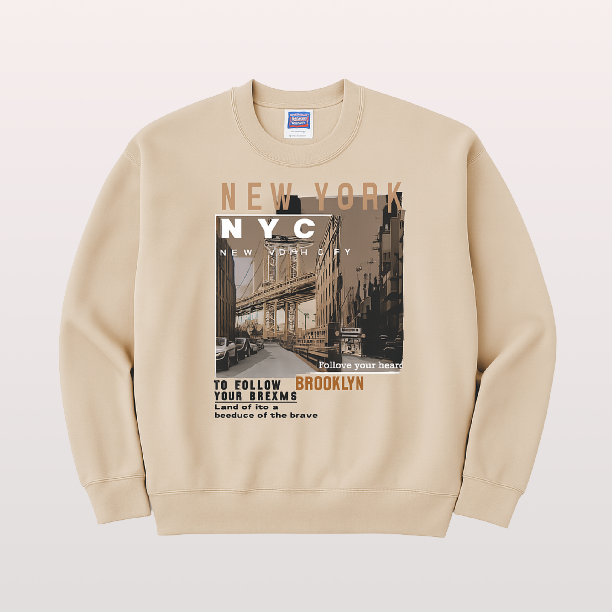 Beige Men's Printed Sweatshirt – Warm and Stylish Fleece (3459)