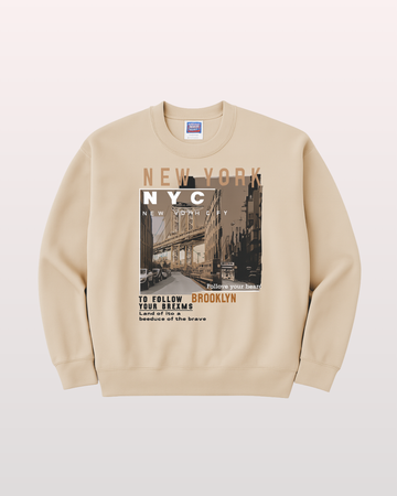 Beige Men's Printed Sweatshirt – Warm and Stylish Fleece (3459)