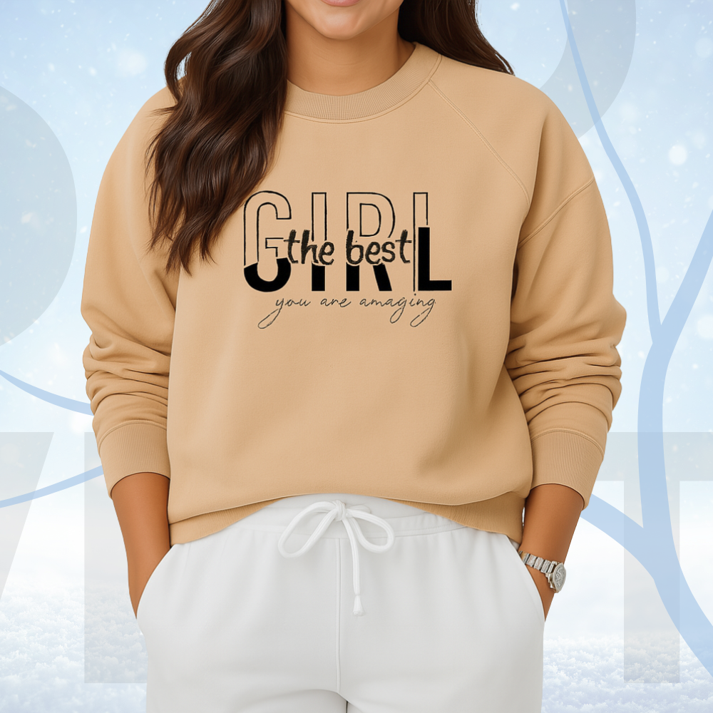 Beige Women's Printed Sweatshirt – Warm and Stylish Fleece (3474)