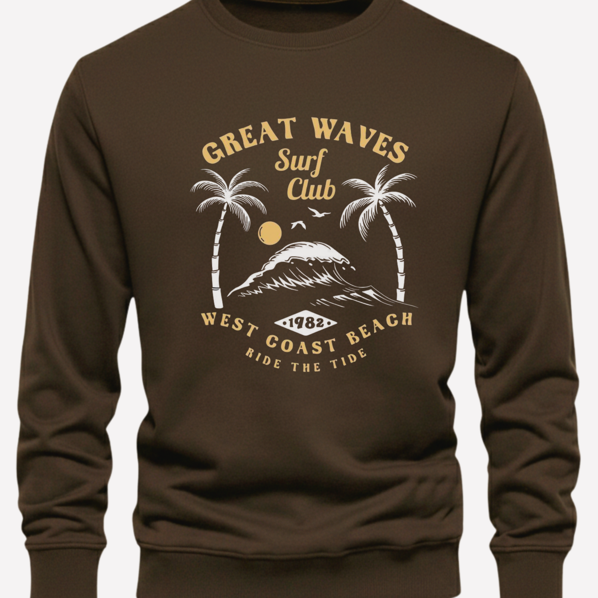 Dark Brown Men's Printed Sweatshirt – Warm and Stylish Fleece (Code 4172)