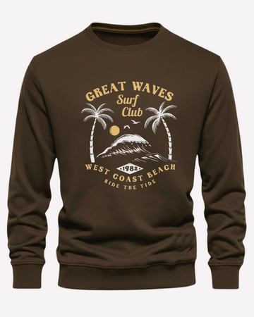 Dark Brown Men's Printed Sweatshirt – Warm and Stylish Fleece (Code 4172)