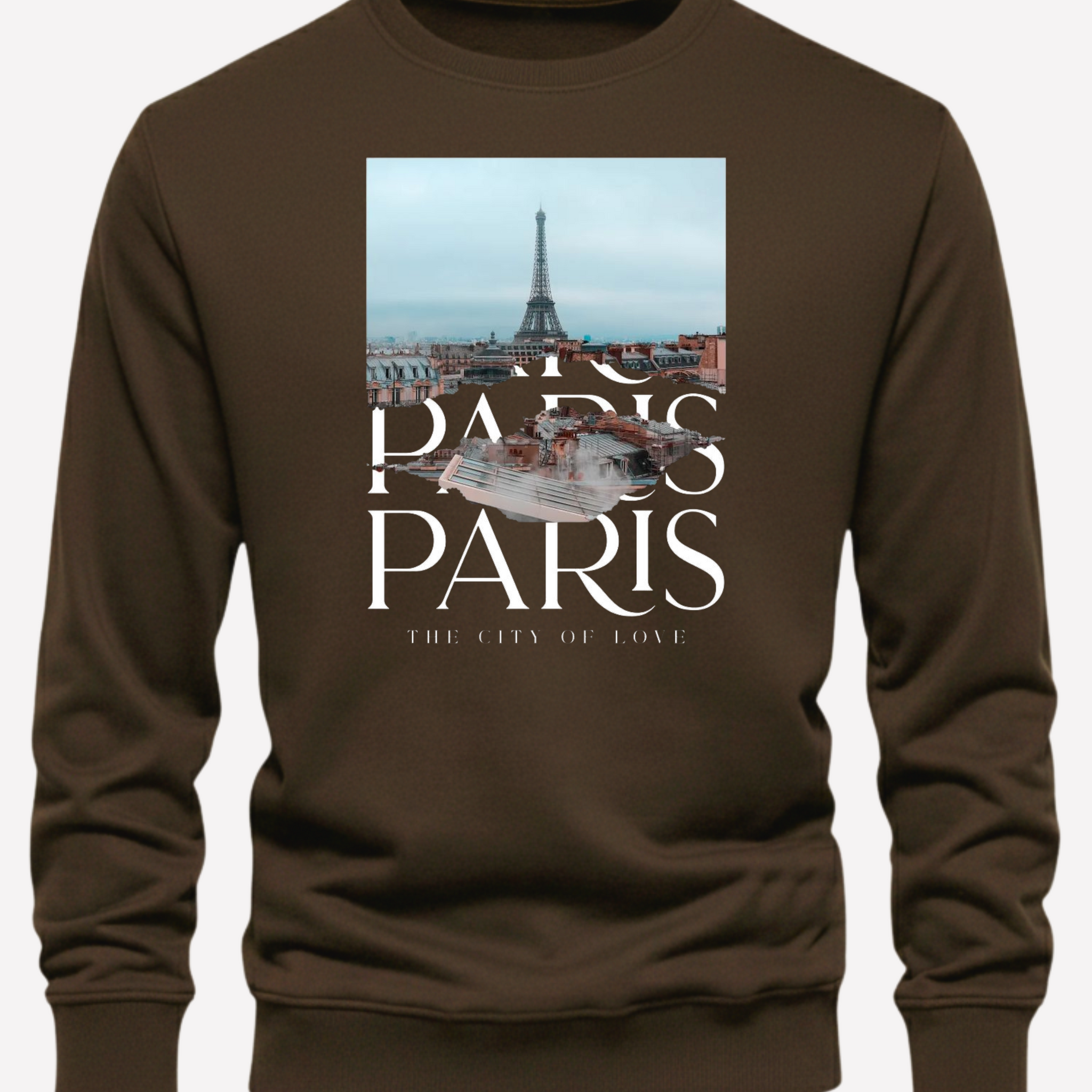 Dark Brown Men's Printed Sweatshirt – Warm and Stylish Fleece (Code 4174)