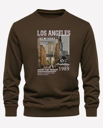 Dark Brown Men's Printed Sweatshirt – Warm and Stylish Fleece (Code 4176)