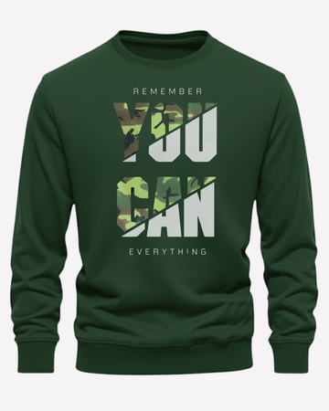 Dark Green Men's Printed Sweatshirt – Warm and Stylish Fleece (Code 4250)