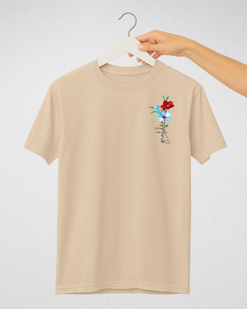 Beige Women's Grateful Bloom Graphic Printed Tee – Jersey Fabric, Classic Fit, Everyday Comfort (Code 5062)