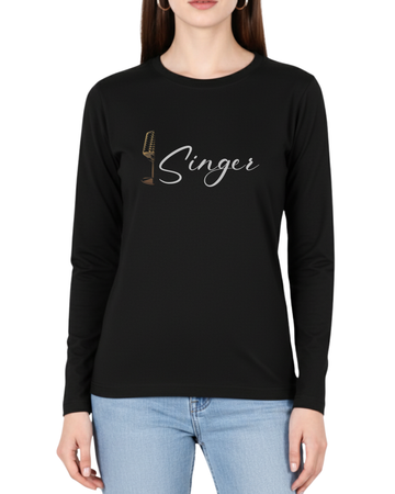 Black Printed Full Sleeves Tee – Jersey Fabric, Classic Fit, Everyday Comfort (Code 4347)