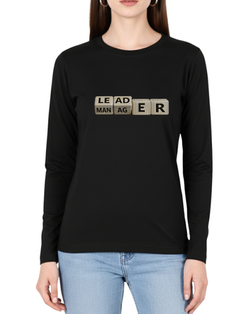 Black Printed Full Sleeves Tee – Jersey Fabric, Classic Fit, Everyday Comfort (Code 4349)