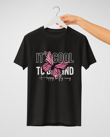 Black Women’s Printed Tee – Jersey Fabric, Classic Fit, Everyday Comfort (3722)