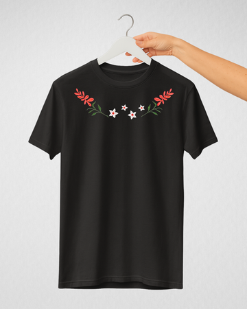 Black Women's Printed Tee – Jersey Fabric, Classic Fit, Everyday Comfort (Code 5063)
