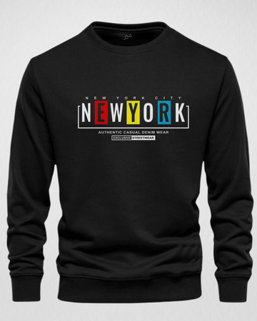 Black Men's Printed Sweatshirt – Warm and Stylish Fleece (Code 4180)