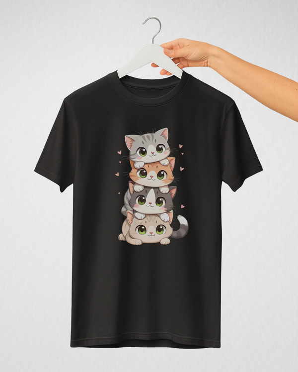 Black Women’s Printed Tee – Jersey Fabric, Classic Fit, Everyday Comfort (Code 3724)