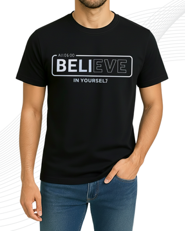 Black Believe T-Shirt/Tee for Men – Cotton Jersey Fabric (Code 5242)