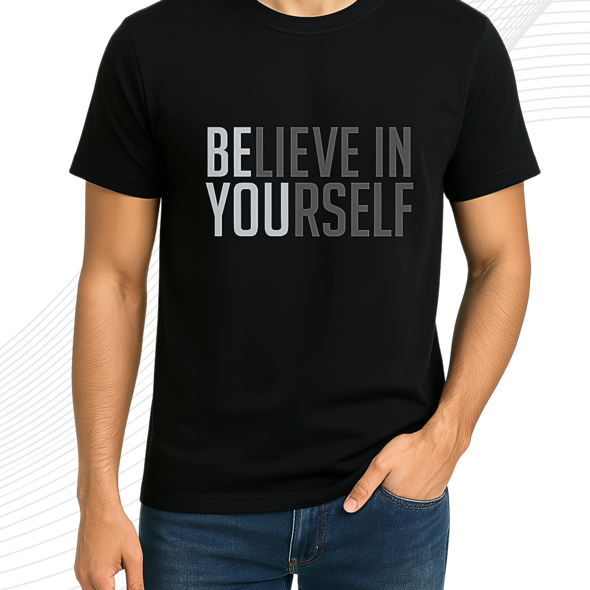 Premium Black Printed T-Shirt/Tee for Men – Cotton Jersey Fabric (3410)