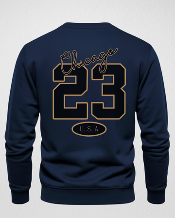 Navy Blue Chicago Printed Sweatshirt – Warm and Stylish Fleece (Code 4019)