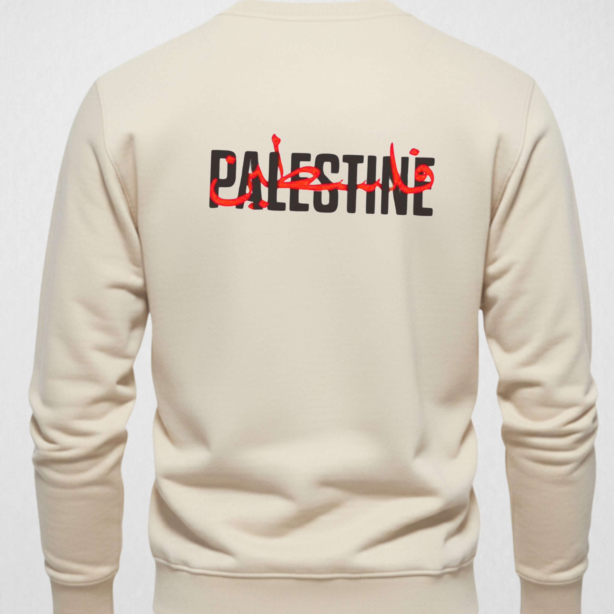 Cream Palestine Printed Sweatshirt – Warm and Stylish Fleece (Code 4025)