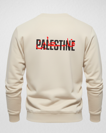 Cream Palestine Printed Sweatshirt – Warm and Stylish Fleece (Code 4025)