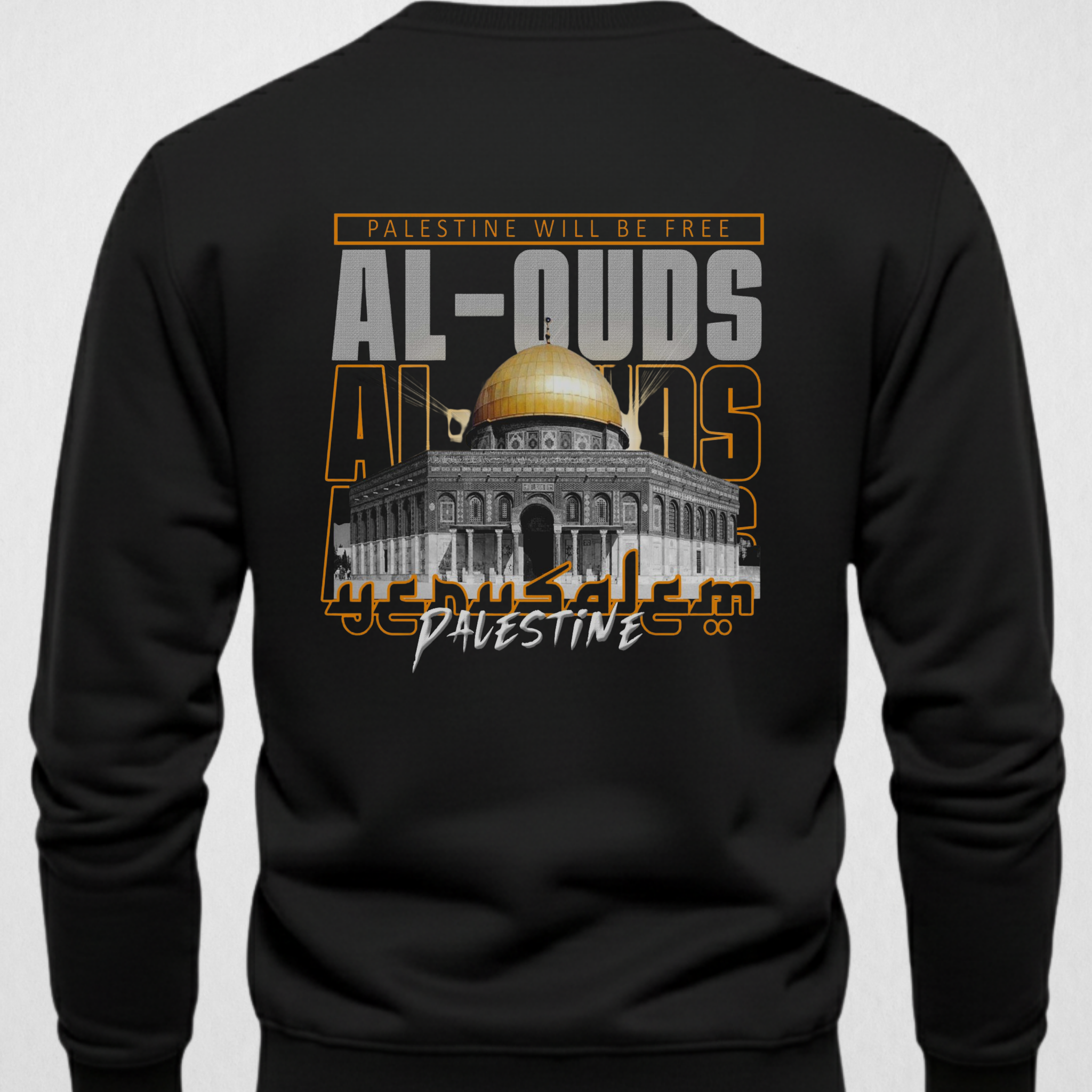 Black AL-QUDS Back Printed Sweatshirt – Warm and Stylish Fleece (Code 4026)