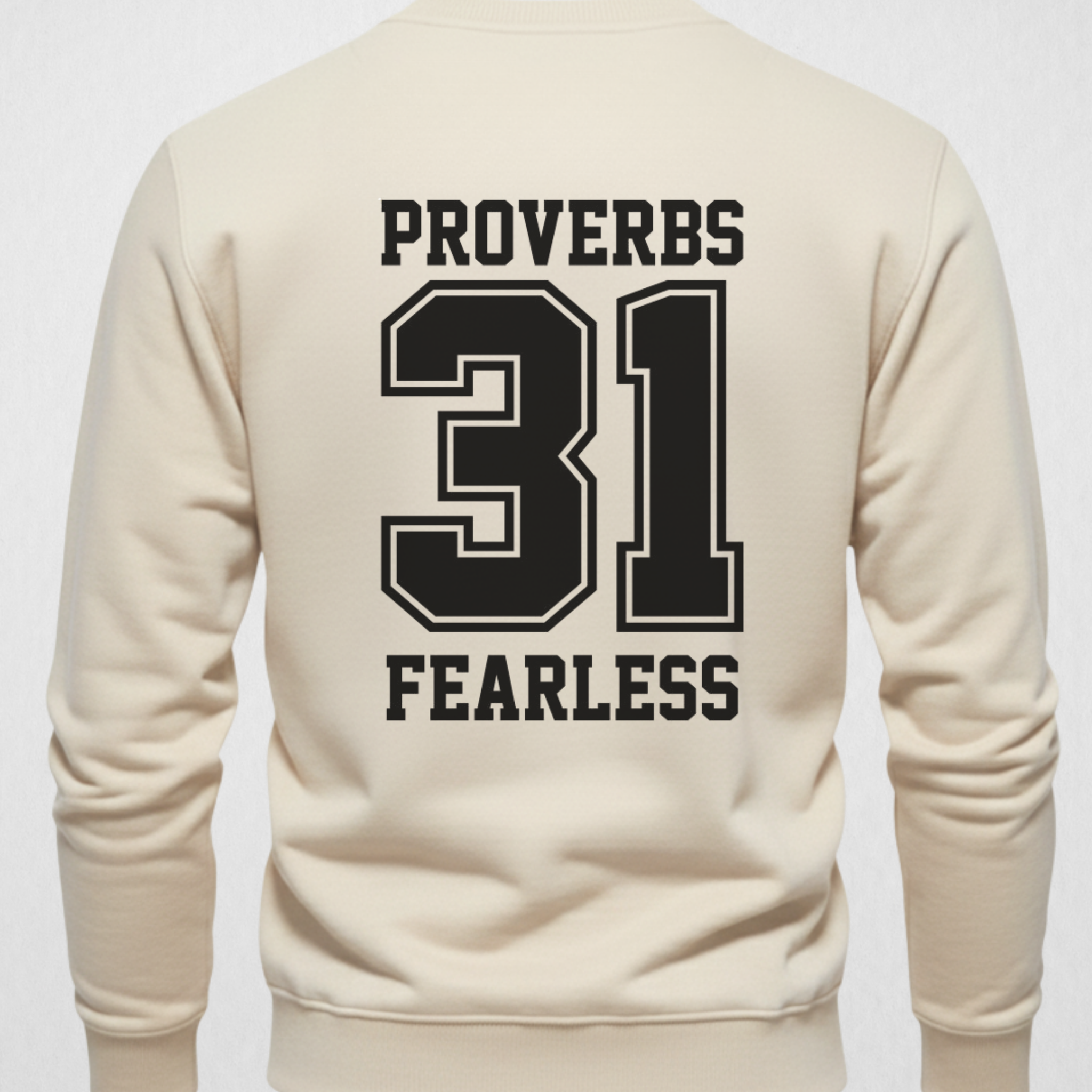 Cream/Off White PROVERBS Back Printed Sweatshirt – Warm and Stylish Fleece (Code 4029)