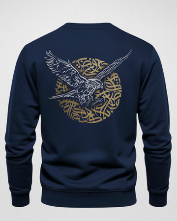 Navy Blue Eagle Printed Sweatshirt – Warm and Stylish Fleece (Code 4036)