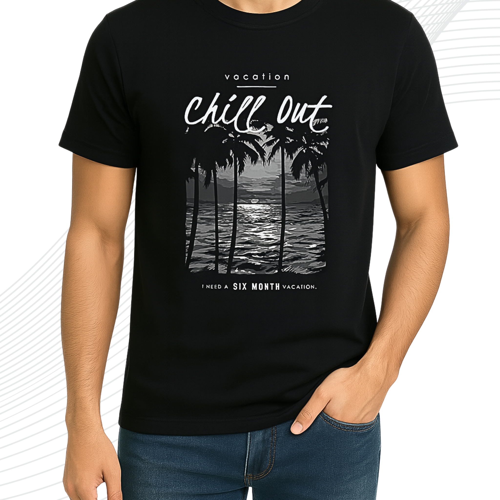 Premium Black Printed T-Shirt/Tee for Men – Cotton Jersey Fabric (3411)