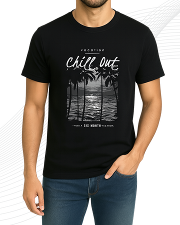 Premium Black Printed T-Shirt/Tee for Men – Cotton Jersey Fabric (3411)