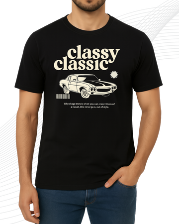 Premium Black Printed T-Shirt/Tee for Men – Cotton Jersey Fabric (3412)