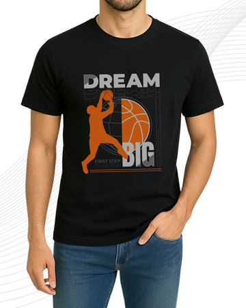 Black Big Dream T-Shirt/Tee for Men – Cotton Jersey Fabric (Code 5243)