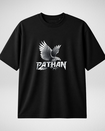 Men's Black Pathan Printed Drop Shoulder T-Shirt (Code 5454)