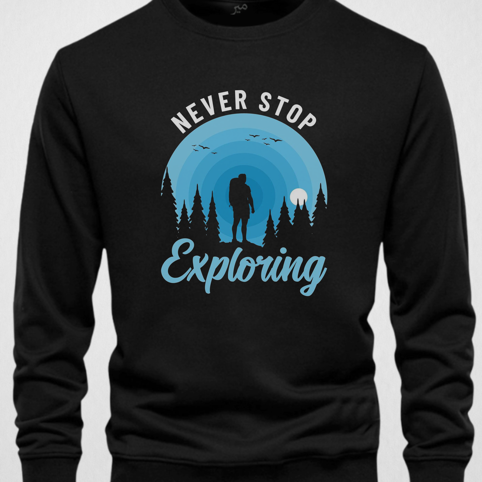 Black Men's Printed Sweatshirt – Warm and Stylish Fleece (Code 3820)