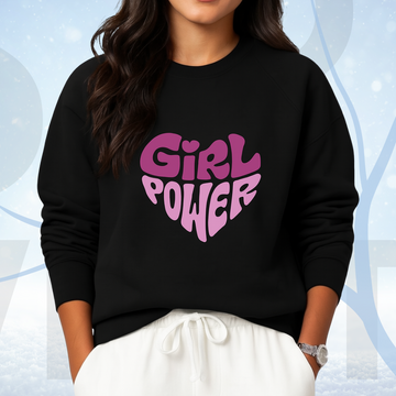 Black Women's Printed Sweatshirt – Warm and Stylish Fleece (3476)
