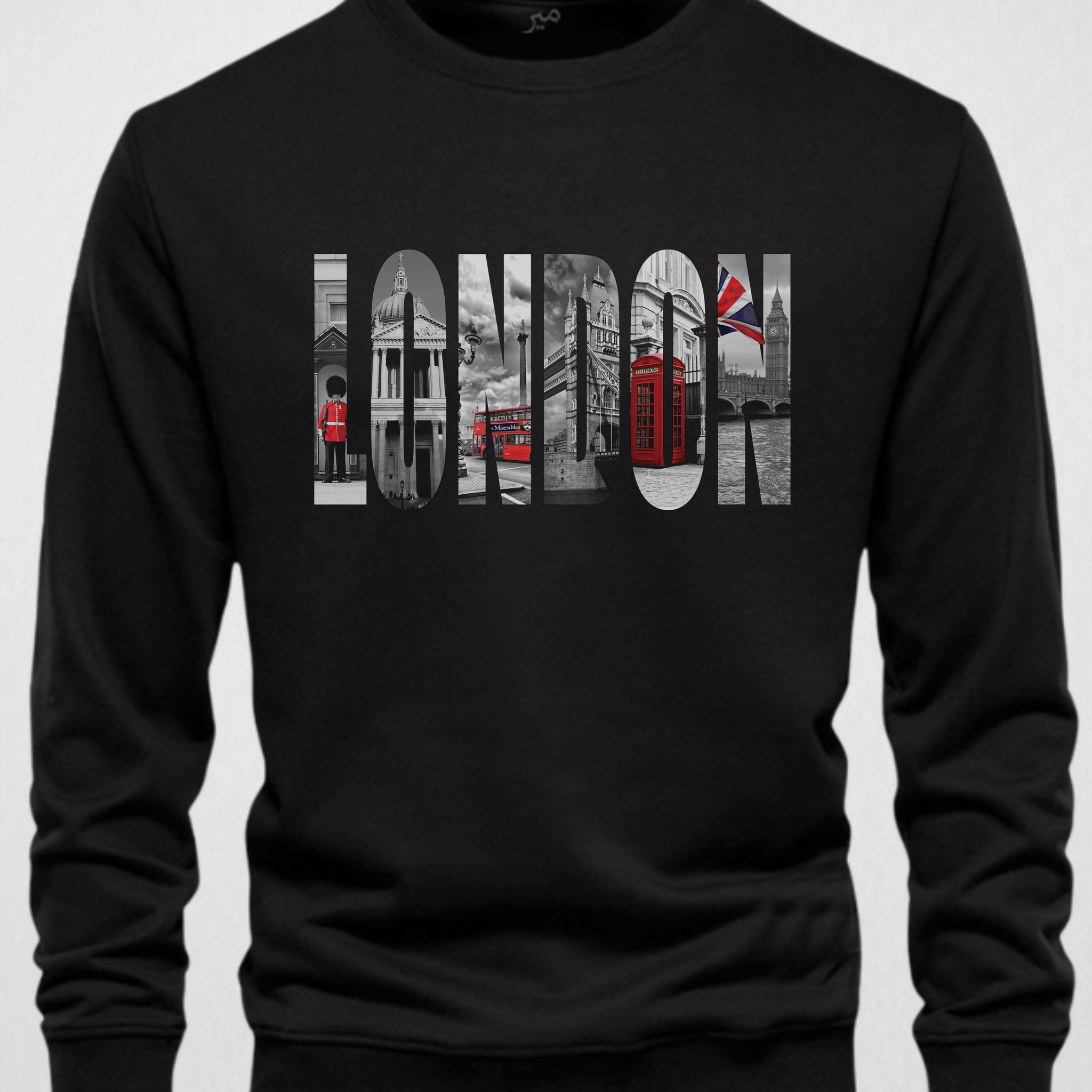 Black Men's Printed Sweatshirt – Warm and Stylish Fleece (Code 3821)
