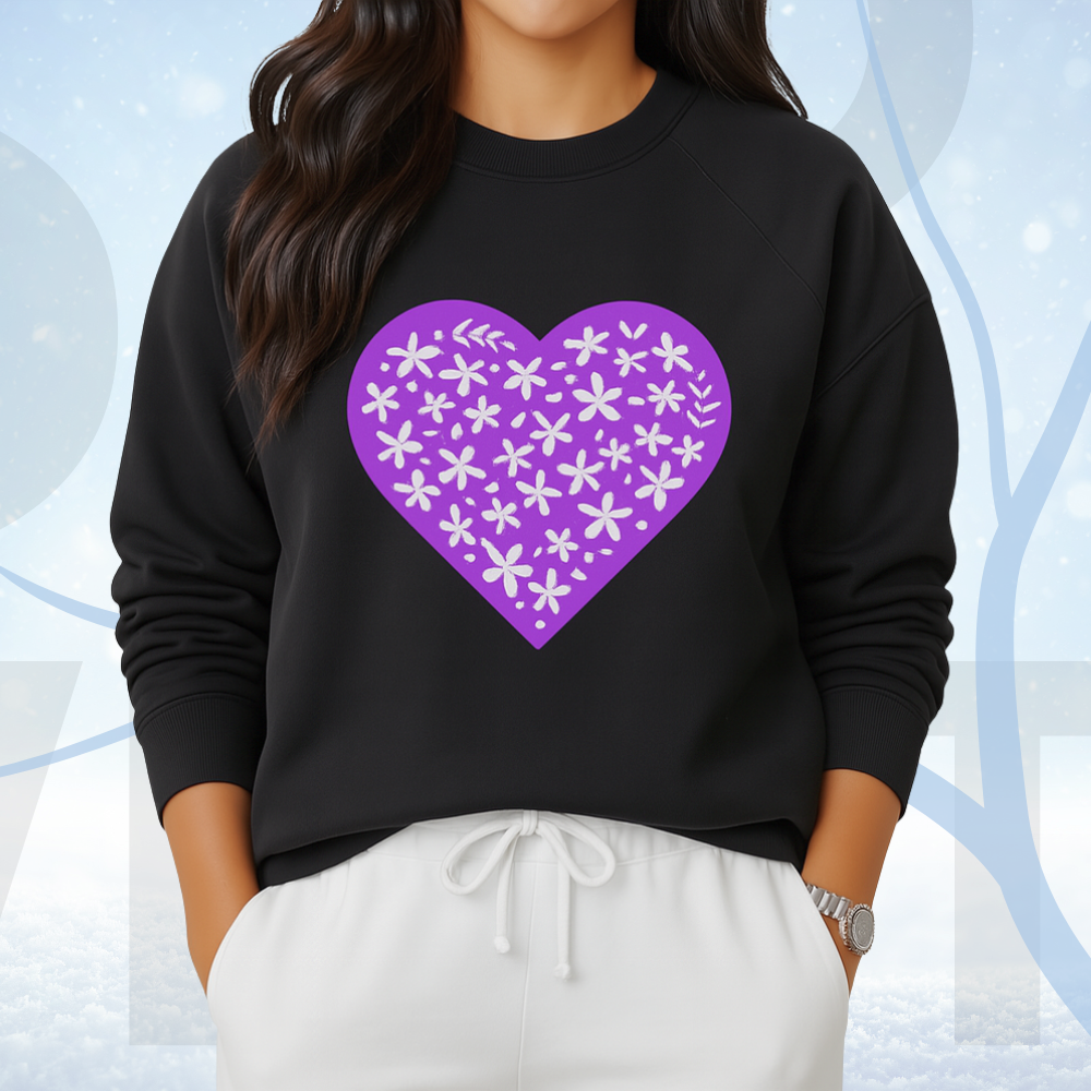Black Women's Printed Sweatshirt – Warm and Stylish Fleece (3478)