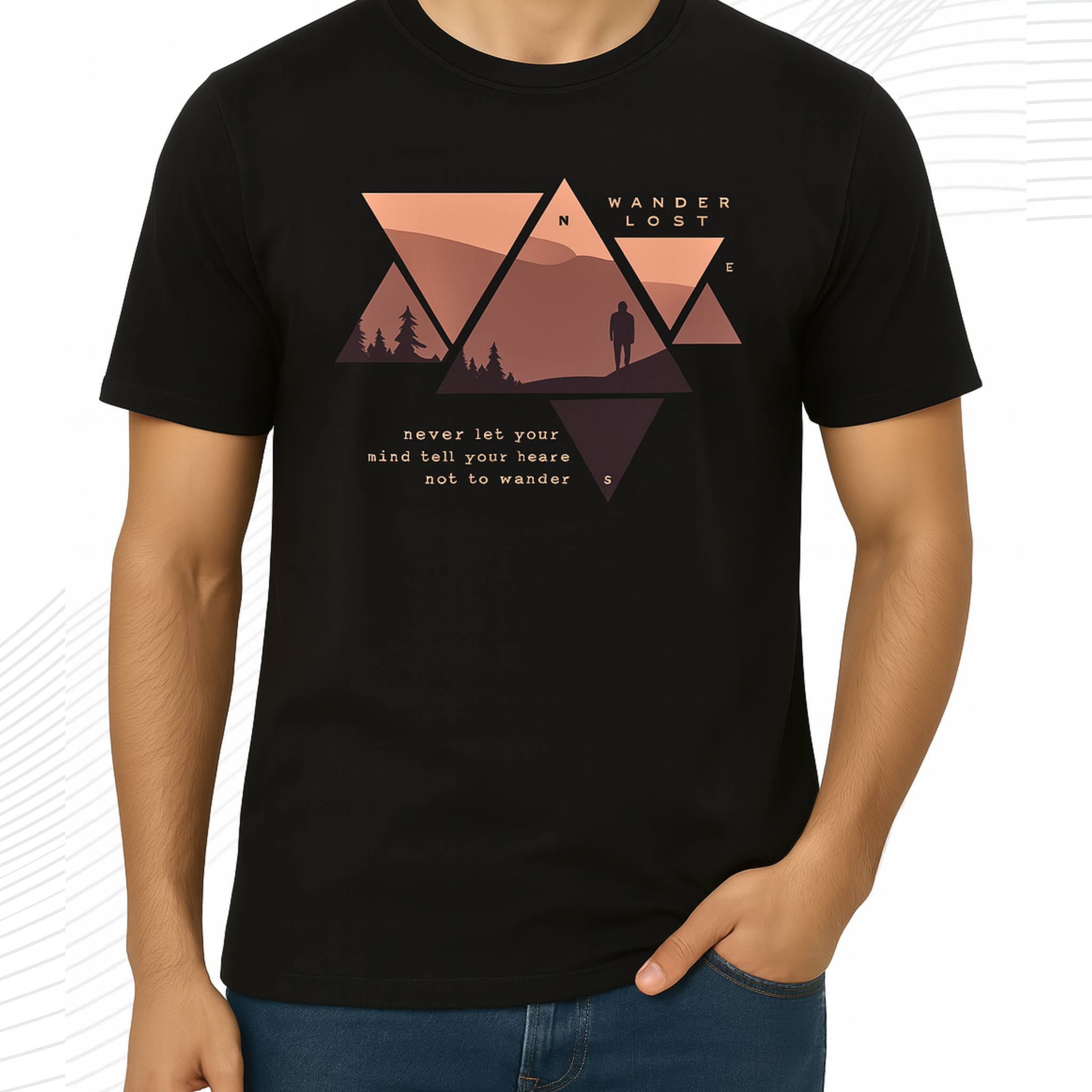 Premium Black Printed T-Shirt/Tee for Men – Cotton Jersey Fabric (3413)