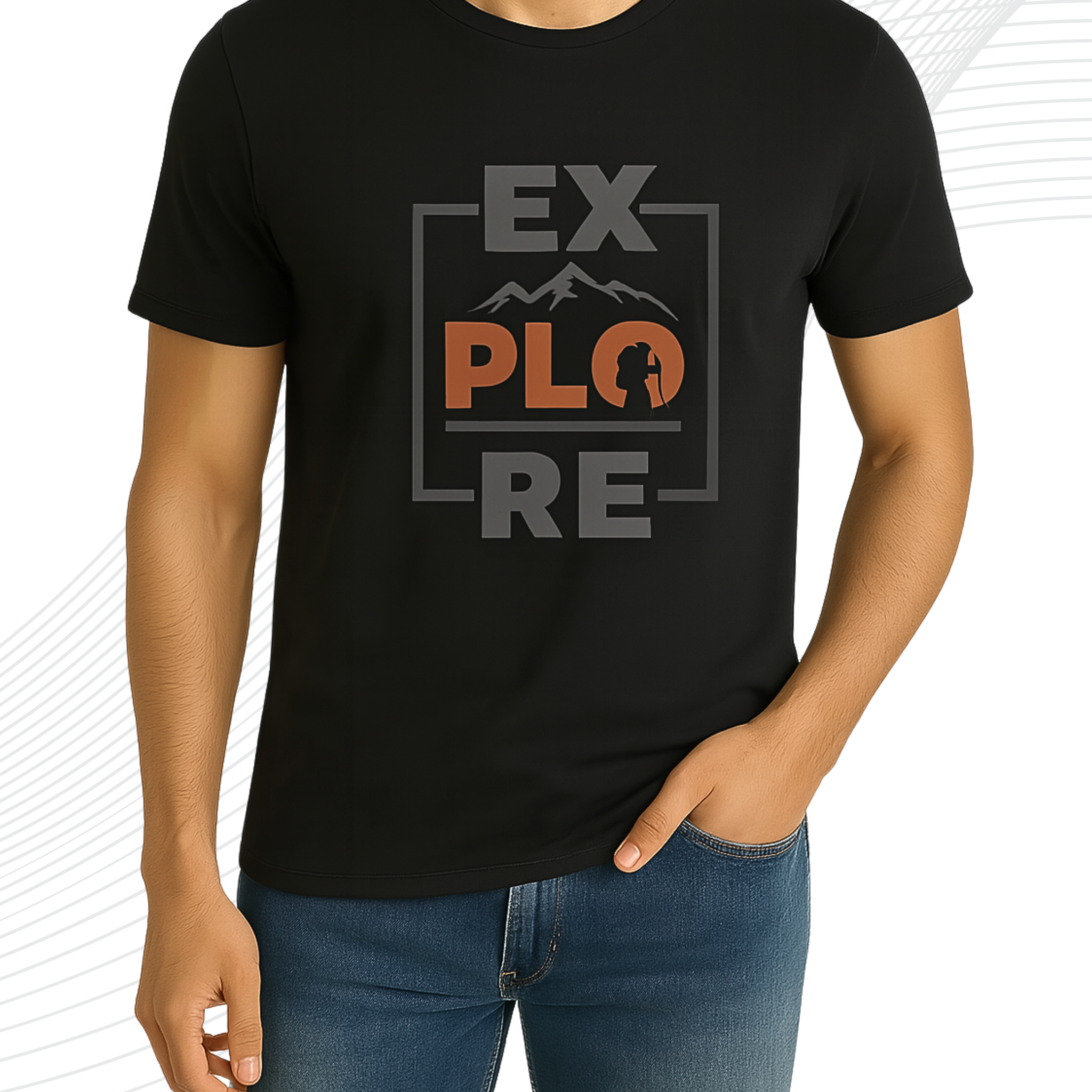 Premium Black Printed T-Shirt/Tee for Men – Cotton Jersey Fabric (3415)