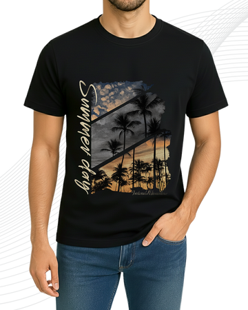 Black Summer Days T-Shirt/Tee for Men – Cotton Jersey Fabric (Code 5223)