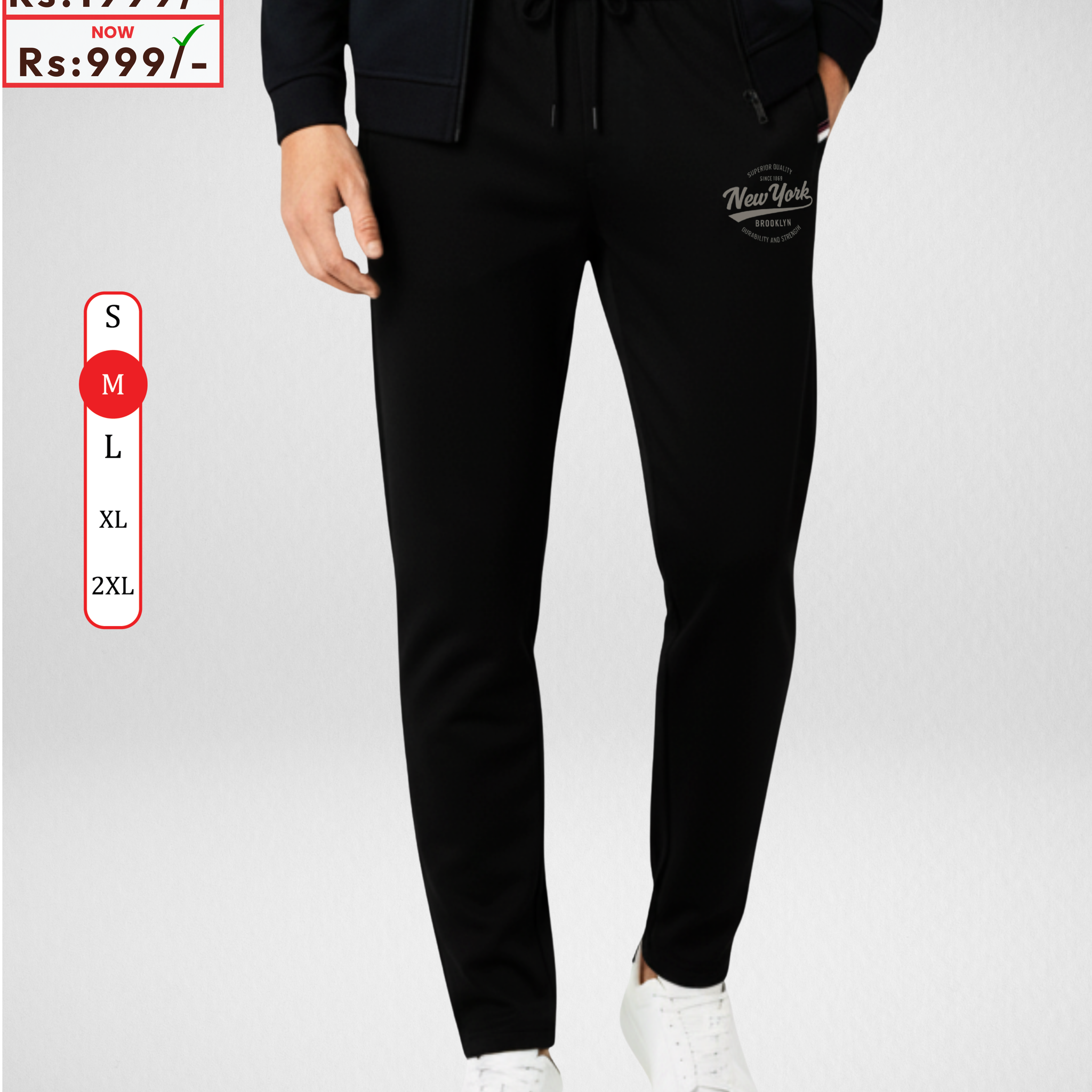 Only Medium Size – Black Men's Trousers – Comfortable Trousers (Code 4358)