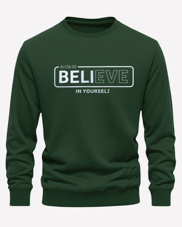 Bottle Green Men's Printed Sweatshirt – Warm and Stylish Fleece (Code 4185)